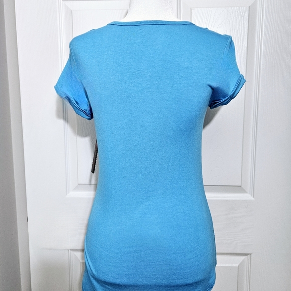 ROYAL BLUE Criss Cross V-Neck Short Sleeve T-Shirt Jr Sz 7/8 NWT - Picture 4 of 7